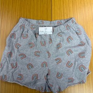 Mighty Fine Shorts Gray Elastic Waist Rainbow Print Loungewear Womens Size S